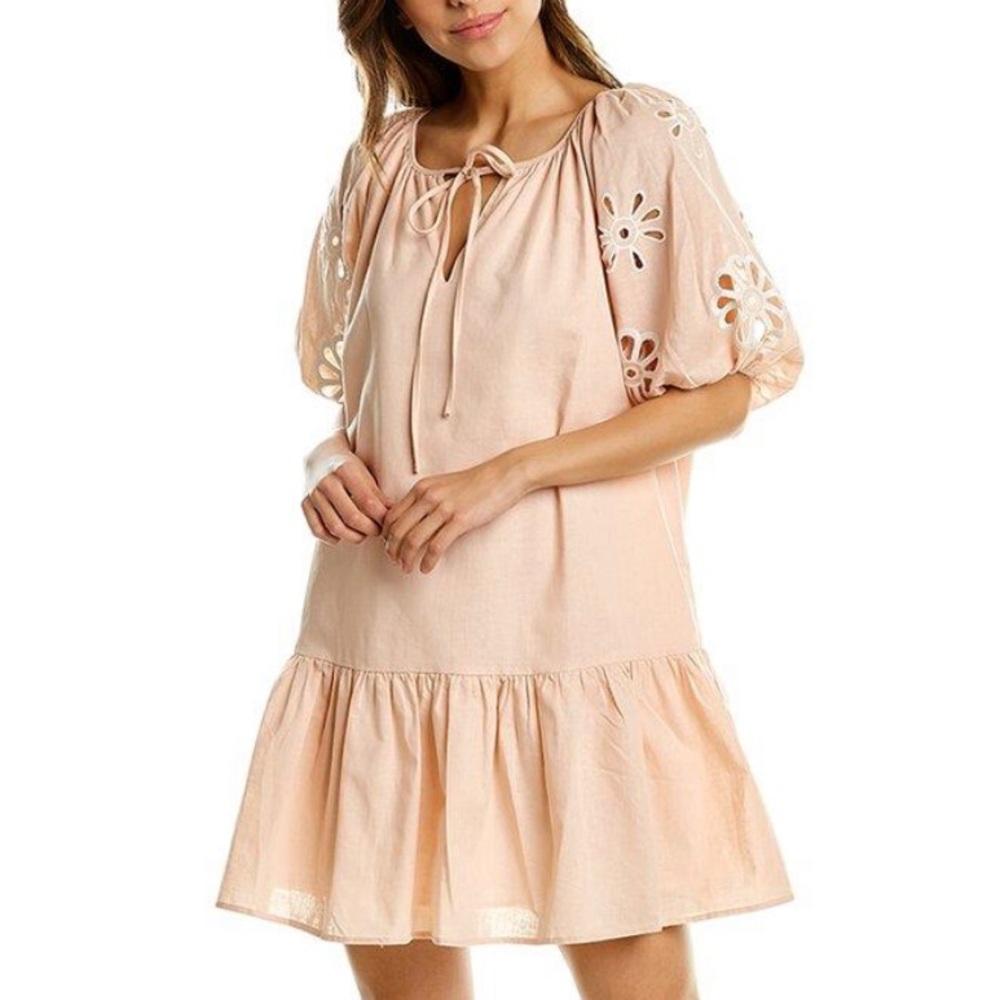 Fate floral eyelet linen blend mini dress